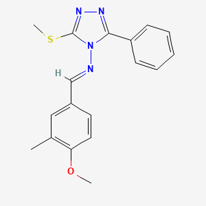 molecular formula C18H18N4OS B5698367 (E)-1-(4-methoxy-3-methylphenyl)-N-(3-methylsulfanyl-5-phenyl-1,2,4-triazol-4-yl)methanimine 