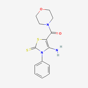 molecular formula C14H15N3O2S2 B5698571 Morpholine, 4-((4-amino-2,3-dihydro-3-phenyl-2-thioxo-5-thiazolyl)carbonyl)- CAS No. 57036-88-1