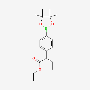 molecular formula C18H27BO4 B569971 Ethyl 2-(4-(4,4,5,5-tetramethyl-1,3,2-dioxaborolan-2-yl)phenyl)butanoate CAS No. 1282659-60-2