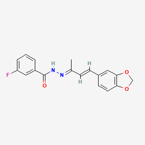 molecular formula C18H15FN2O3 B5700082 N-[(E)-[(E)-4-(1,3-benzodioxol-5-yl)but-3-en-2-ylidene]amino]-3-fluorobenzamide 