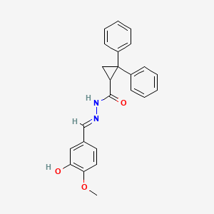 molecular formula C24H22N2O3 B5700232 N'-(3-hydroxy-4-methoxybenzylidene)-2,2-diphenylcyclopropanecarbohydrazide 