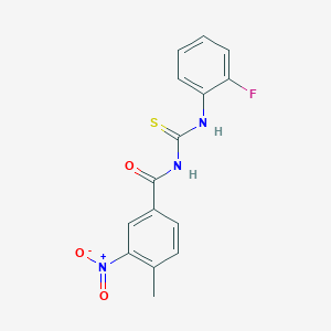 molecular formula C15H12FN3O3S B5700331 N-[(2-fluorophenyl)carbamothioyl]-4-methyl-3-nitrobenzamide 