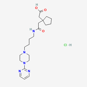 molecular formula C21H34ClN5O3 B570049 2-[1-[2-Oxo-2-[4-(4-pyrimidin-2-ylpiperazin-1-yl)butylamino]ethyl]cyclopentyl]acetic acid;hydrochloride CAS No. 257877-46-6