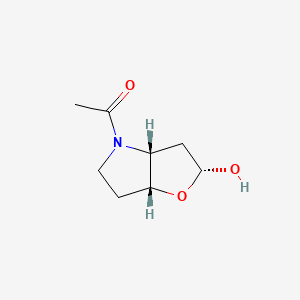 molecular formula C8H13NO3 B570056 1-((2R,3AR,6aR)-2-hydroxytetrahydro-2H-furo[3,2-b]pyrrol-4(5H)-yl)ethanone CAS No. 115996-13-9