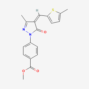 molecular formula C18H16N2O3S B5700703 Methyl 4-[(4Z)-3-methyl-4-[(5-methylthiophen-2-YL)methylidene]-5-oxo-4,5-dihydro-1H-pyrazol-1-YL]benzoate 