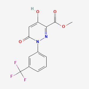 molecular formula C13H9F3N2O4 B570076 Methyl 4-hydroxy-6-oxo-1-(3-(trifluoromethyl)phenyl)-1,6-dihydropyridazine-3-carboxylate CAS No. 121582-55-6