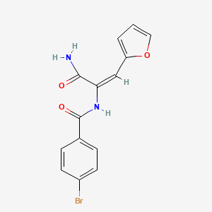 molecular formula C14H11BrN2O3 B5700878 N-[(E)-3-amino-1-(furan-2-yl)-3-oxoprop-1-en-2-yl]-4-bromobenzamide 
