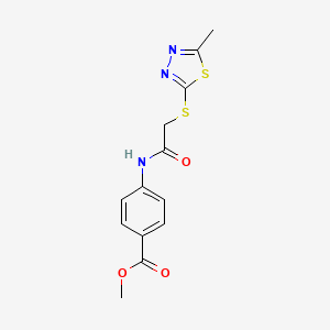 molecular formula C13H13N3O3S2 B5701078 Methyl 4-({[(5-methyl-1,3,4-thiadiazol-2-yl)sulfanyl]acetyl}amino)benzoate 