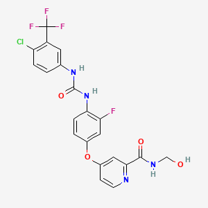 molecular formula C21H15ClF4N4O4 B570120 4-[4-[[4-chloro-3-(trifluoromethyl)phenyl]carbamoylamino]-3-fluorophenoxy]-N-(hydroxymethyl)pyridine-2-carboxamide CAS No. 1343498-71-4