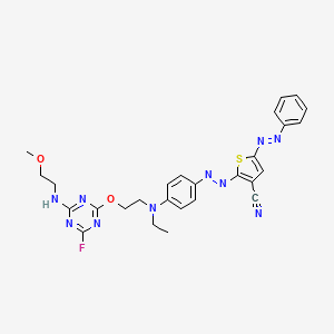 2-[4-[N-Ethyl-2-[4-fluoro-6-(2-methoxyethylamino)-1,3,5-triazine-2-yloxy]ethylamino]phenylazo]-5-phenylazo-3-thiophenecarbonitrile