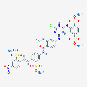 molecular formula C31H20ClN9Na4O15S4 B570136 2-[4-[3-Acetylamino-4-[4-(4-nitro-2-sulfostyryl)-3-sulfophenylazo]anilino]-6-chloro-1,3,5-triazin-2-ylamino]-1,4-benzenedisulfonic acid tetrasodium salt CAS No. 117584-14-2