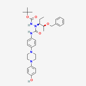 molecular formula C34H45N5O5 B570156 Tert-butyl N-[[4-[4-(4-hydroxyphenyl)piperazin-1-yl]phenyl]carbamoyl-[(2S,3S)-2-phenylmethoxypentan-3-yl]amino]carbamate CAS No. 1185745-03-2