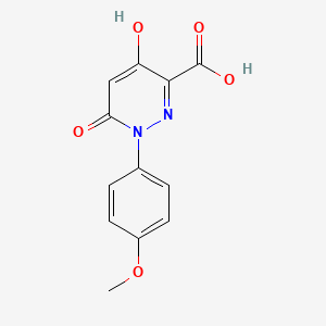 molecular formula C12H10N2O5 B570184 4-Hydroxy-1-(4-methoxyphenyl)-6-oxo-1,6-dihydropyridazine-3-carboxylic acid CAS No. 121582-69-2
