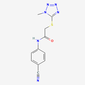 molecular formula C11H10N6OS B5701874 N~1~-(4-CYANOPHENYL)-2-[(1-METHYL-1H-1,2,3,4-TETRAAZOL-5-YL)SULFANYL]ACETAMIDE 