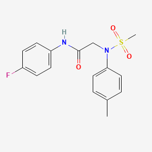 molecular formula C16H17FN2O3S B5702023 N-(4-fluorophenyl)-2-(4-methyl-N-methylsulfonylanilino)acetamide 