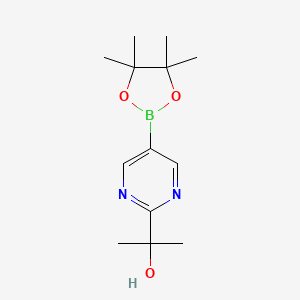 molecular formula C13H21BN2O3 B570203 2-(5-(4,4,5,5-Tetramethyl-1,3,2-dioxaborolan-2-yl)pyrimidin-2-yl)propan-2-ol CAS No. 1319255-87-2