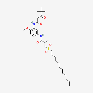 molecular formula C30H50N2O6S B570266 N-{5-[3-(Dodecane-1-sulfonyl)-2-methylpropanamido]-2-methoxyphenyl}-4,4-dimethyl-3-oxopentanamide CAS No. 118021-16-2
