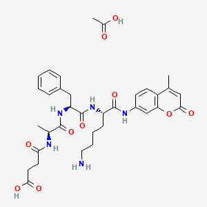 molecular formula C34H43N5O10 B570283 N-Succinyl-Ala-Phe-Lys 7-amido-4-methylcoumarin acetate salt CAS No. 117756-27-1