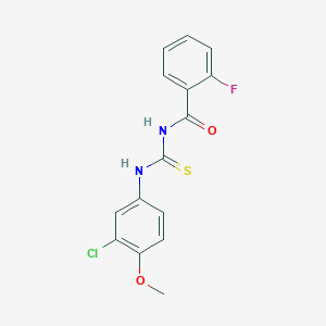 molecular formula C15H12ClFN2O2S B5702933 N-[(3-chloro-4-methoxyphenyl)carbamothioyl]-2-fluorobenzamide 