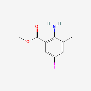 molecular formula C9H10INO2 B570322 Methyl 2-amino-5-iodo-3-methylbenzoate CAS No. 1096481-48-9