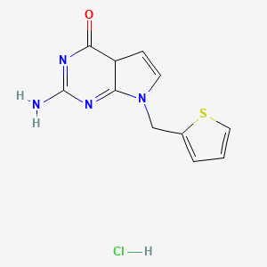molecular formula C11H11ClN4OS B570330 2-Amino-7-thenyl-1,7-dihydro-4h-pyrrolo[2,3-d]pyrimidin-4-one hydrochloride CAS No. 117829-20-6