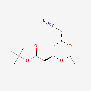 molecular formula C14H23NO4 B570394 tert-Butyl 2-((4R,6S)-6-(cyanomethyl)-2,2-dimethyl-1,3-dioxan-4-yl)acetate CAS No. 196085-84-4