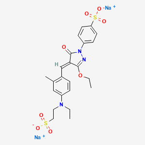molecular formula C23H25N3Na2O8S2 B570407 disodium;4-[(4E)-3-ethoxy-4-[[4-[ethyl(2-sulfonatoethyl)amino]-2-methylphenyl]methylidene]-5-oxopyrazol-1-yl]benzenesulfonate CAS No. 112406-67-4