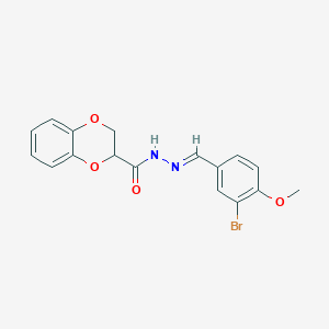 molecular formula C17H15BrN2O4 B5704108 N-[(E)-(3-bromo-4-methoxyphenyl)methylideneamino]-2,3-dihydro-1,4-benzodioxine-3-carboxamide 
