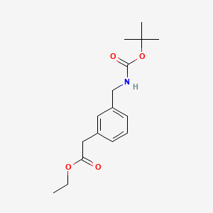 molecular formula C16H23NO4 B570466 乙酸 2-(3-(n-叔丁氧羰基氨基甲基)苯基) CAS No. 113520-29-9