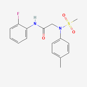 molecular formula C16H17FN2O3S B5704801 N-(2-fluorophenyl)-2-(4-methyl-N-methylsulfonylanilino)acetamide 