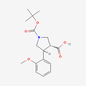 molecular formula C17H23NO5 B570501 (3R,4S)-1-(tert-Butoxycarbonyl)-4-(2-methoxyphenyl)pyrrolidine-3-carboxylic acid CAS No. 1217689-78-5