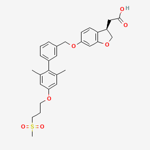 molecular formula C29H32O7S B570503 3-Benzofuranacetic acid, 6-[[2',6'-dimethyl-4'-[3-(methylsulfonyl)propoxy][1,1'-biphenyl]-3-yl]methoxy]-2,3-dihydro-, (3R)- CAS No. 1234474-57-7