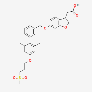 molecular formula C29H32O7S B570506 2-[6-[[3-[2,6-Dimethyl-4-(3-methylsulfonylpropoxy)phenyl]phenyl]methoxy]-2,3-dihydro-1-benzofuran-3-yl]acetic acid CAS No. 1390641-84-5