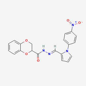 molecular formula C20H16N4O5 B5705258 N-[(E)-[1-(4-nitrophenyl)pyrrol-2-yl]methylideneamino]-2,3-dihydro-1,4-benzodioxine-3-carboxamide 