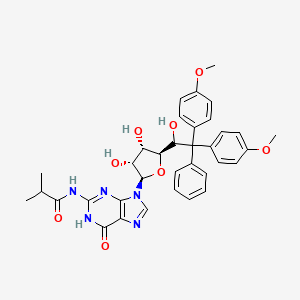 molecular formula C35H37N5O8 B570548 N-(9-((2R,3R,4S,5R)-3,4-Dihydroxy-5-(1-hydroxy-2,2-bis(4-methoxyphenyl)-2-phenylethyl)tetrahydrofuran-2-yl)-6-oxo-6,9-dihydro-1H-purin-2-yl)isobutyramide CAS No. 81246-83-5