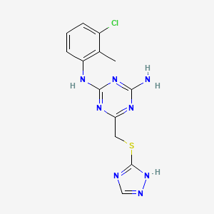 molecular formula C13H13ClN8S B5705541 N-{4-AMINO-6-[(4H-1,2,4-TRIAZOL-3-YLSULFANYL)METHYL]-1,3,5-TRIAZIN-2-YL}-N-(3-CHLORO-2-METHYLPHENYL)AMINE 