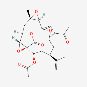 molecular formula C23H26O8 B570557 [(1R,2S,4S,10R,12S,14R,15R)-7-acetyl-12-methyl-17-oxo-4-prop-1-en-2-yl-11,16,18,19-tetraoxapentacyclo[12.2.2.16,9.01,15.010,12]nonadeca-6,8-dien-2-yl] acetate CAS No. 122535-64-2