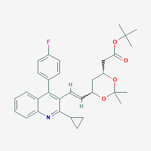 molecular formula C32H36FNO4 B057059 t-Butyl (3R,5S)-7-[2-cyclopropyl-4-(4-fluorophenyl)quinolin-3-yl]-3,5-isopropylidenedioxy-6-heptenoate CAS No. 147489-06-3