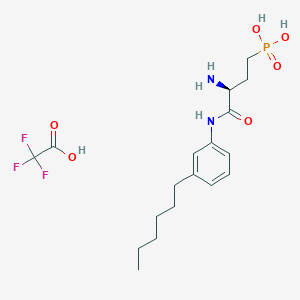 molecular formula C18H28F3N2O6P B570597 [(3S)-3-amino-4-(3-hexylanilino)-4-oxobutyl]phosphonic acid;2,2,2-trifluoroacetic acid CAS No. 909725-64-0