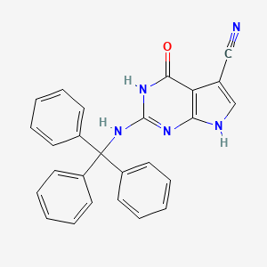 molecular formula C26H19N5O B570603 4-Hydroxy-2-(tritylamino)-7H-pyrrolo[2,3-d]pyrimidine-5-carbonitrile CAS No. 1019853-64-5