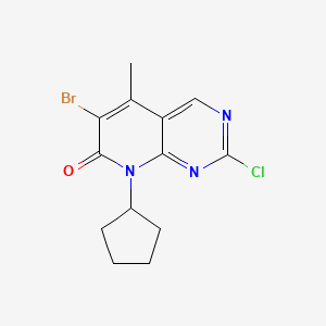 molecular formula C13H13BrClN3O B570604 6-Bromo-2-chloro-8-cyclopentyl-5-methylpyrido[2,3-d]pyrimidin-7(8H)-one CAS No. 1016636-76-2
