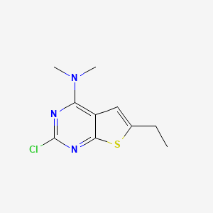 molecular formula C10H12ClN3S B570662 2-Chloro-6-ethyl-N,N-dimethylthieno[2,3-d]pyrimidin-4-amine CAS No. 1216082-23-3