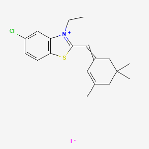 molecular formula C19H23ClINS B570675 5-Chloro-3-ethyl-2-[(3,5,5-trimethylcyclohex-2-en-1-ylidene)methyl]-1,3-benzothiazol-3-ium iodide CAS No. 124145-84-2
