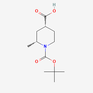 molecular formula C12H21NO4 B570680 (2R,4R)-1-(tert-Butoxycarbonyl)-2-methylpiperidine-4-carboxylic acid CAS No. 1250959-07-9