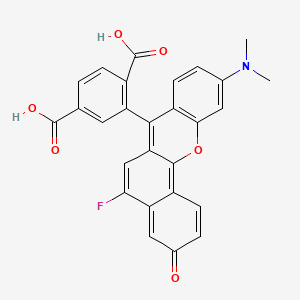 molecular formula C27H18FNO6 B570683 2-[3-Oxo-5-fluoro-10-(dimethylamino)-3H-benzo[c]xanthene-7-yl]terephthalic acid CAS No. 1222767-53-4