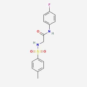 molecular formula C15H15FN2O3S B5707345 N-(4-fluorophenyl)-2-[(4-methylphenyl)sulfonylamino]acetamide 