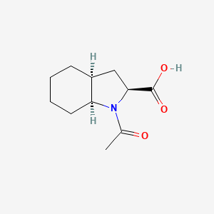 molecular formula C11H17NO3 B570736 (2S,3aS,7aS)-1-Acetyloctahydro-1H-indole-2-carboxylic acid CAS No. 111836-22-7