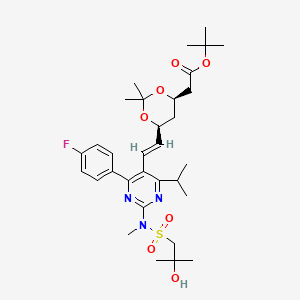 molecular formula C32H46FN3O7S B570739 tert-butyl 2-[(4R,6S)-6-[(E)-2-[4-(4-fluorophenyl)-2-[(2-hydroxy-2-methylpropyl)sulfonyl-methylamino]-6-propan-2-ylpyrimidin-5-yl]ethenyl]-2,2-dimethyl-1,3-dioxan-4-yl]acetate CAS No. 1714147-51-9