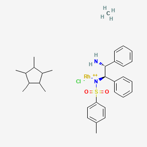 molecular formula C32H45ClN2O2RhS B570740 [(1R,2R)-2-Amino-1,2-diphenylethyl]-(4-methylphenyl)sulfonylazanide;methane;1,2,3,4,5-pentamethylcyclopentane;rhodium(2+);chloride CAS No. 223392-99-2