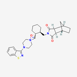 molecular formula C28H36N4O3S B570752 (1S,2R,6S,7R)-4-[[(1R,2R)-2-[[4-(1,2-benzothiazol-3-yl)-1-oxidopiperazin-1-ium-1-yl]methyl]cyclohexyl]methyl]-4-azatricyclo[5.2.1.02,6]decane-3,5-dione CAS No. 1574569-32-6